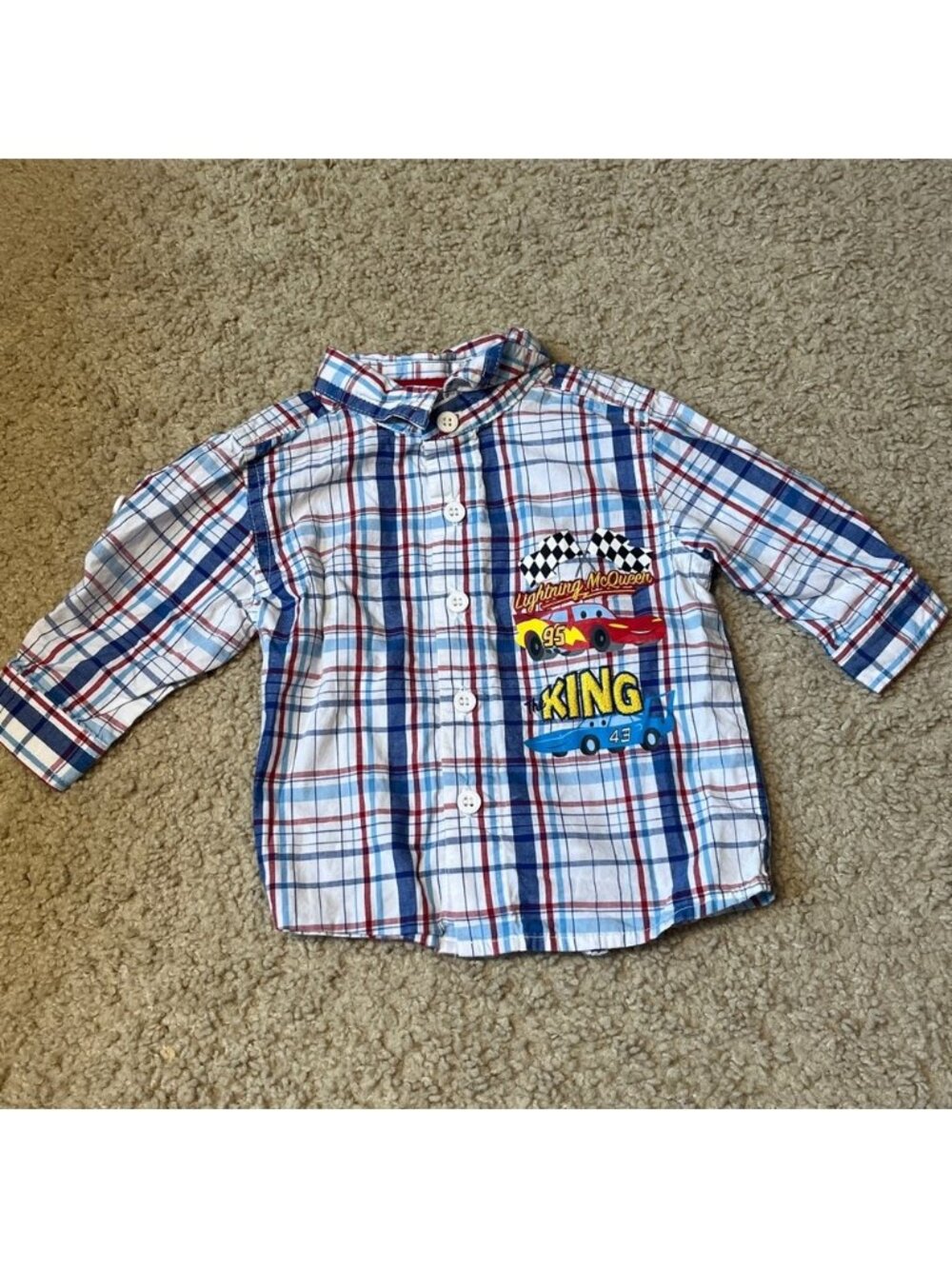 Baby 6m Infant Disney Pixar Cars Lightening McQueen & King Plaid Button-Up Shirt